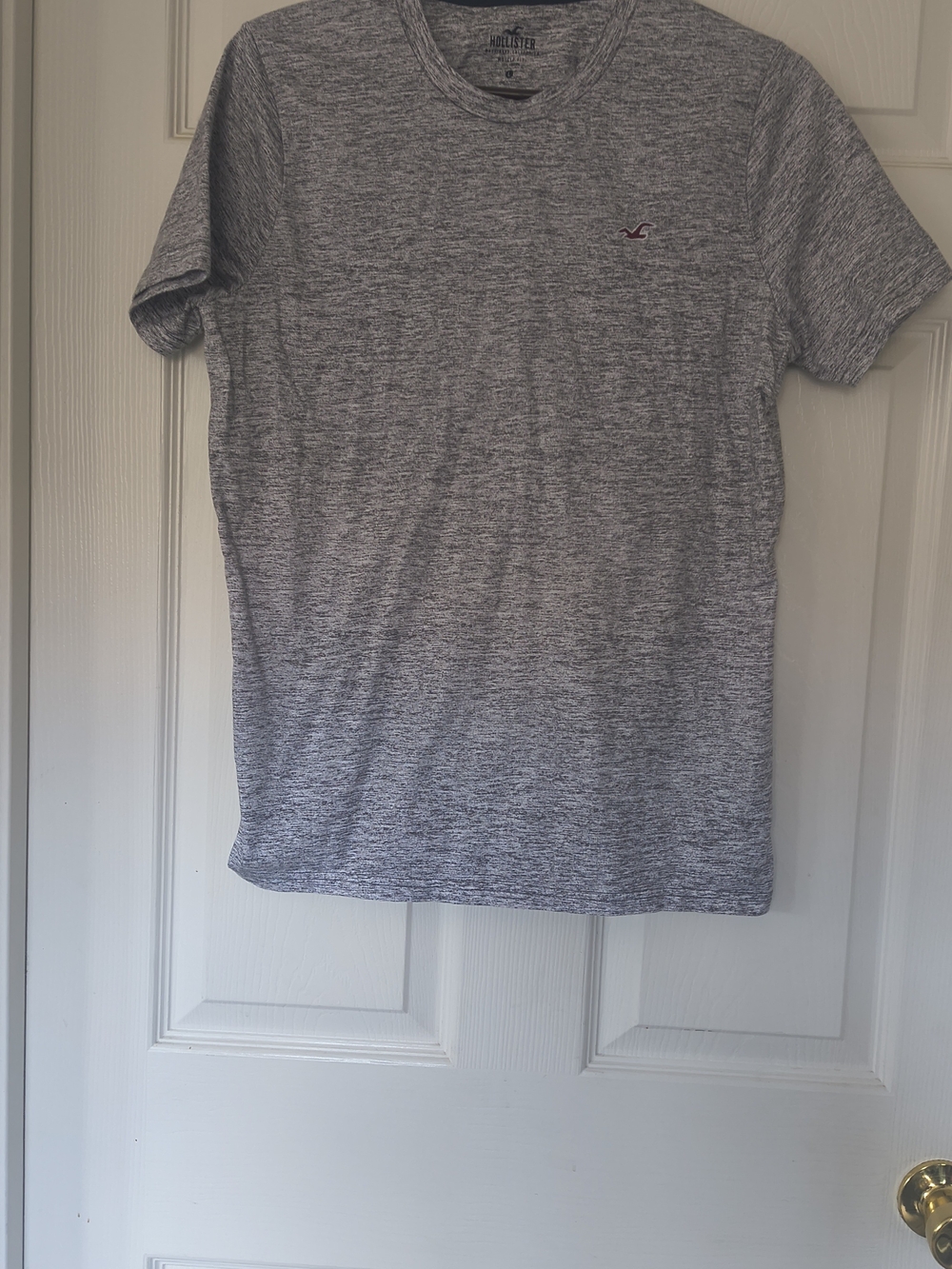 Hollister Men's Marled Gray Short Sleeve Crew Tee with Embroidered Logo